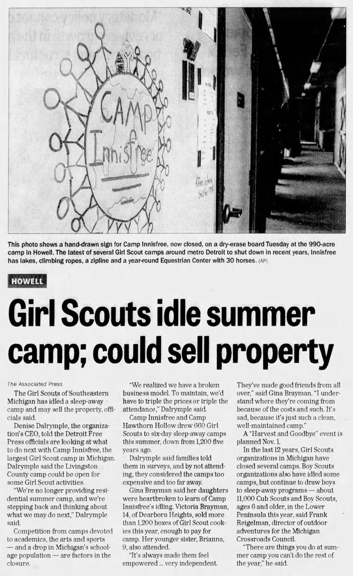 Camp Innisfree - Sept 2014 Article